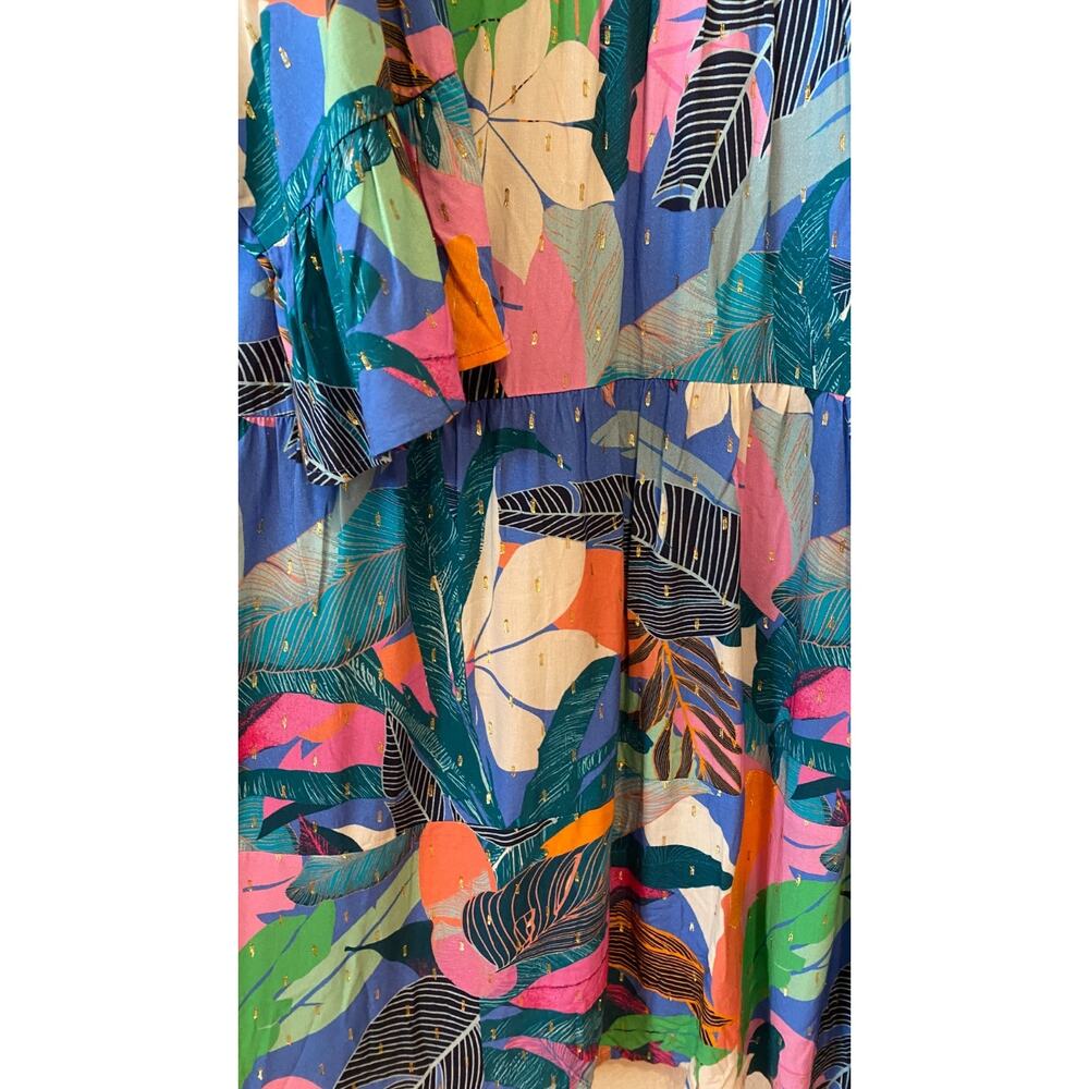 Susan Graver Shirt Dress Sz 4X Beach Cover Resort Vacay Embroidered Tropical NWT - Picture 4 of 11